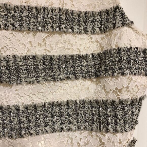 J Crew Silver Ivory Stripe Blue Gray Textured Boucle Sleeveless Shell S - Picture 4 of 8